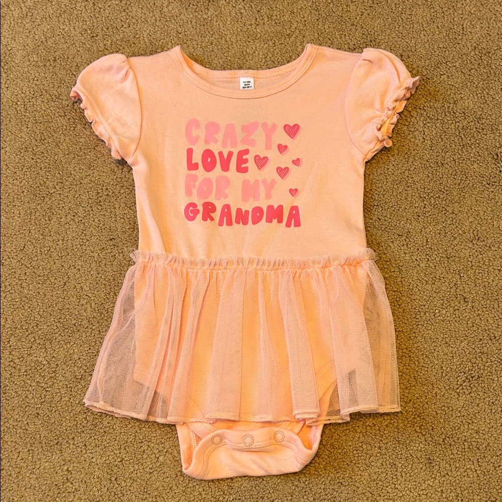 Baby Pink Tulle Bodysuit - "Crazy Love For My Grandma"